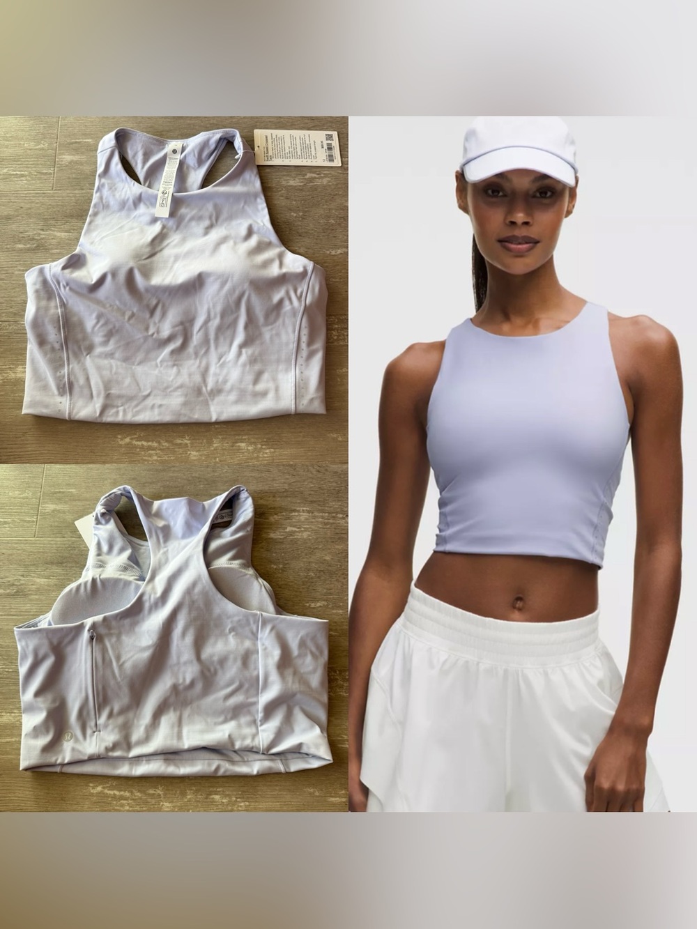 Lululemon Swift Speed Cropped Tank Top Serene Blue purple NEW Sz 12 pocket bra